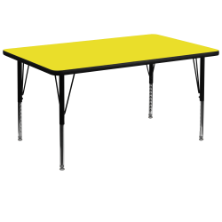 Flash Furniture Rectangular HP Laminate Activity Table With Height-Adjustable Short Legs, 25-1/4"H x 36"W x 72"D, Yellow
