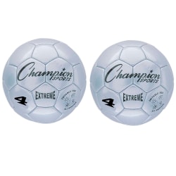 Champion Sports Extreme Soccer Balls, Size 4, Silver, Pack Of 2 Balls