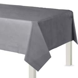 Amscan Flannel-Backed Vinyl Table Covers, 54" x 108", Silver, Set Of 2 Covers