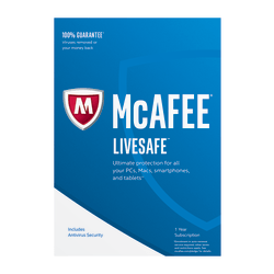 McAfee® LiveSafe™ AntiVirus Software, For PC, Apple® Mac®, iOS or Android, 5 Devices, 1-Year Subscription, eCard