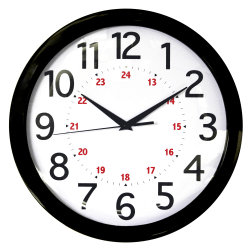 Realspace® Round 24-Hour Wall Clock, 12", Black