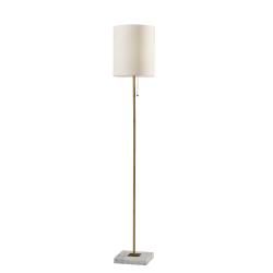 Adesso® Fiona Floor Lamp, 62"H, White Shade/Antique Brass And White Base