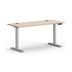HON Mod 60"W Height-Adjustable Desk, Desert Oak/Silver