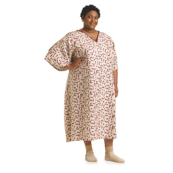 Medline Royale Print Deluxe Cut IV Patient Gowns, 5X, Royale Berry/Beige, Pack Of 12