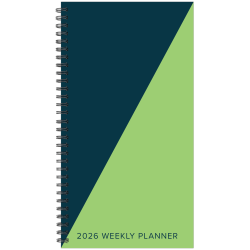 2026 Willow Creek Press Weekly/Monthly Spiral Pocket Planner, 3-1/2" x 6-1/2", Navy Lime Duotone, January To December, 57711