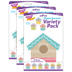 Trend Classic Accents, Garden Birdhouses, 36 Accents Per Pack, Bundle Of 3 Packs