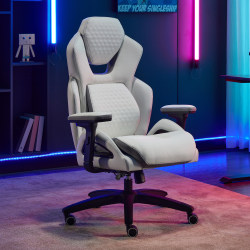 Shaquille O'Neal™ Sciron Big & Tall Ergonomic High-Back Vegan Leather Executive Gaming Office Chair, White/Gray, BIFMA Compliant