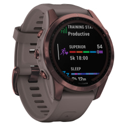 Garmin fenix 7S Sapphire Solar Multisport GPS Smartwatch, Dark Bronze