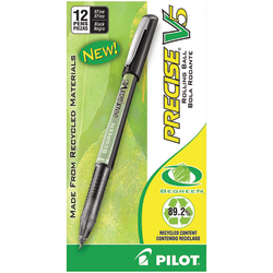 Pilot® V5 BeGreen Liquid Ink Rollerball Pens, Extra Fine Point, 0.5 mm, 89% Recycled, Black Barrel, Black Ink, Pack Of 12