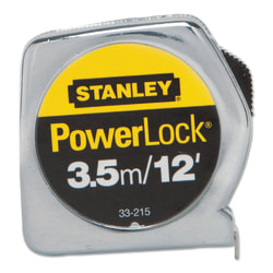 Stanley Tools Powerlock Die Cast Tape Measure, 12' x 1/2" Blade