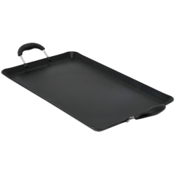 Oster Clairborne Aluminum Nonstick Double Burner Rectangular Griddle Pan, 19" x 11-5/8", Charcoal Gray