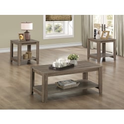 Monarch Specialties 3-Piece Coffee Table Set With Shelves, Rectangle, Dark Taupe