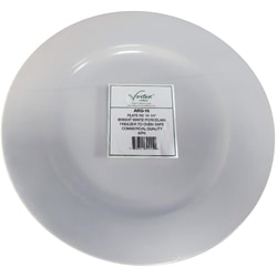 Hoffman Vertex China Ceramic Argyle Collection Rolled Edge Plates, 10-1/4", Bright White, Case Of 12 Plates