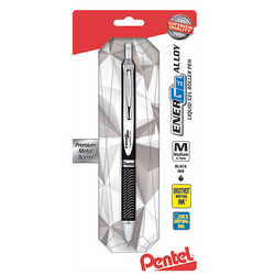 Pentel® EnerGel™ Alloy RT Gel Pen, Medium Point, 0.7 mm, Black Barrel, Black Ink