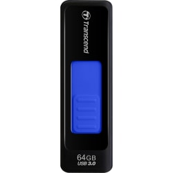Transcend 64GB JetFlash 760 USB 3.0 Flash Drive - 64 GB - USB 3.0 - 80 MB/s Read Speed - 68 MB/s Write Speed - Black, Blue - Lifetime Warranty