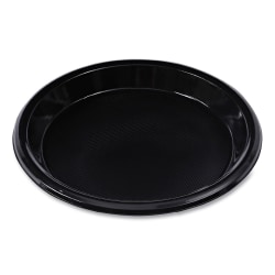 Boardwalk® Hi-Impact Plastic Plates, 10", Black, 125 Plates Per Sleeve, Carton Of 4 Sleeves