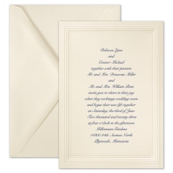 Custom Premium Wedding & Event Invitations With Envelopes, 5-1/2" x 7-3/4", Ecru Embossed Triple Borders, Box Of 25 Invitations