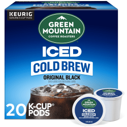 Green Mountain Coffee Iced Cold Brew Coffee Keurig K-Cup Pods, Single Serve, Original Black, Pack Of 20 Pods