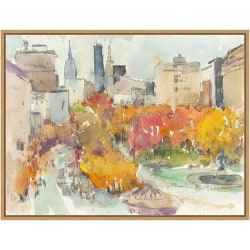 Amanti Art Autumn in New York Study III by Samuel Dixon Framed Canvas Wall Art Print, 18"H x 24"W, Maple
