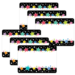 Creative Teaching Press Labels, 3-1/2" x 2-1/2", Star Bright Colorful Stars On Black, 36 Labels Per Pack, Set Of 6 Packs