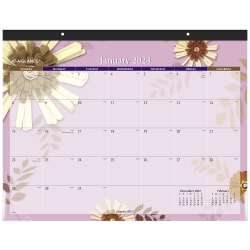 AT-A-GLANCE 2023 RY Paper Flowers Monthly Desk Pad, Large, 21 3/4" x 17"
