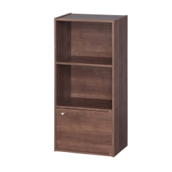 IRIS 35"H 3-Tier Storage-Shelf With Door, Brown