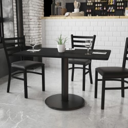 Flash Furniture Laminate Rectangular Table Top With Round Table-Height Base, 31-1/8"H x 30"W x 48"D, Black