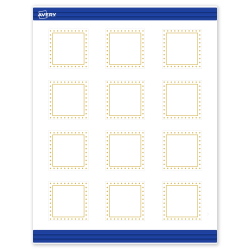 Avery® Print-To-The-Edge Cards With Sure Feed® Technology, S00-DJ2-PRMWC10, Square, 2" x 2", Matte White, Preprinted Gold Border with Gold Dots Design, Pack Of 120