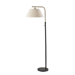 Adesso Fletcher Floor Lamp, 58-1/2"H, Off-White/Black/Antique Brass