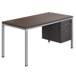 Boss Office Products Simple System Workstation Desk With Pedestal, 60" x 30", Driftwood