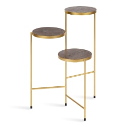 Kate and Laurel Fields 3-Tier Decorative Plant Stand Display, 10in., Walnut Brown