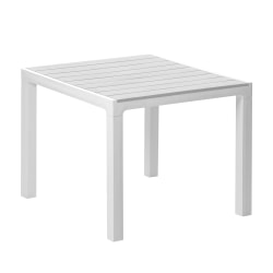 Inval Madeira 4-Seat Square Plastic Patio Dining Table, 29-3/16" x 35-7/16", White/Gray