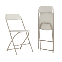 Flash Furniture Hercules Plastic Folding Chairs With 650-lb Capacity, Beige/Gray, Set Of 2 Chairs