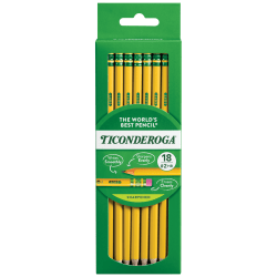 Ticonderoga® Pencils, Presharpened, #2 Lead, Soft, Pack of 18
