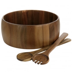 Gibson Elite 3-Piece Acacia Wood Salad Bowl And Spoon Set, Brown