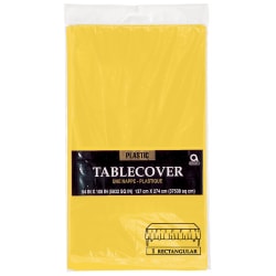 Amscan Plastic Table Covers, 54" x 108", Sunshine Yellow, Pack Of 9 Table Covers