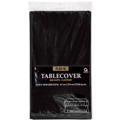 Amscan Plastic Table Covers, 54" x 108", Jet Black, Pack Of 9 Table Covers
