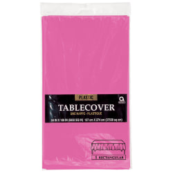 Amscan Plastic Table Covers, 54" x 108", Bright Pink, Pack Of 9 Table Covers