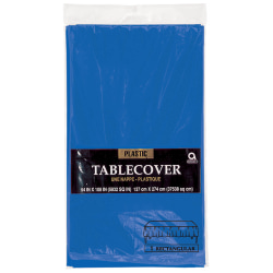 Amscan Plastic Table Covers, 54" x 108", Royal Blue, Pack Of 9 Table Covers