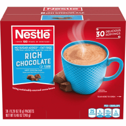 Nestle Fat-Free Rich Chocolate Single-Serve Hot Cocoa Mix - Chocolate - 30 / Box