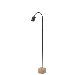 Adesso Rutherford LED Floor Lamp, 59"H, Black/Travertine