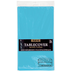 Amscan Plastic Table Covers, 54" x 108", Caribbean Blue, Pack Of 9 Table Covers