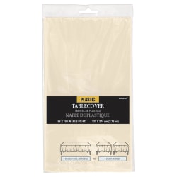 Amscan Plastic Table Covers, 54" x 108", Vanilla Crème, Pack Of 9 Table Covers