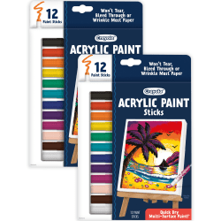 Crayola Acrylic Paint Doodle Sticks, 12 Per Pack, Set Of 2 Packs
