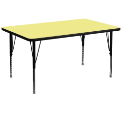Flash Furniture 72"W Rectangular Thermal Laminate Activity Table With Short Height-Adjustable Legs, Yellow