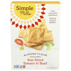 Simple Mills Almond Flour Crackers, Sun Dried Tomato and Basil, 4.25 Oz, Total Qty 6