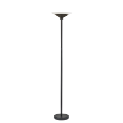 Adesso Solar LED Torchiere Lamp, 71"H, Frosted Glass/Black