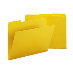 Smead® 1/3-Cut Color Pressboard Tab Folders, Letter Size, 50% Recycled, Yellow, Box Of 25