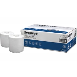 Everwipe Chem-Ready Dry Wipes, 12", White, 90 Wipes Per Roll, Pack Of 6 Rolls