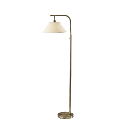 Adesso Simplee Hayes Floor Lamp, 58"H, White Textured Fabric Shade/Antique Brass Base